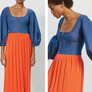 MARA HOFFMAN EDDA DENIM CROPPED TOP